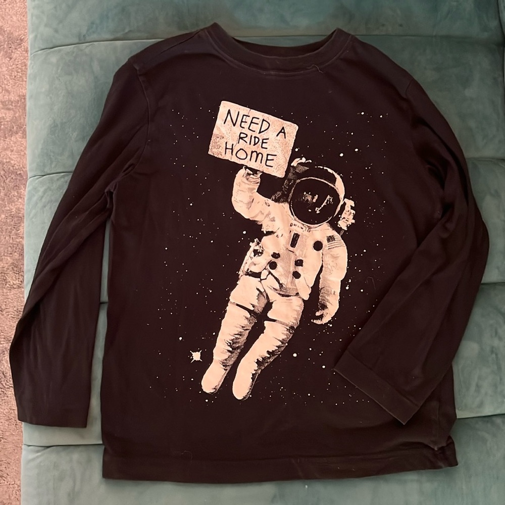 Crazy 8 glow in the dark long sleeve black cotton tee